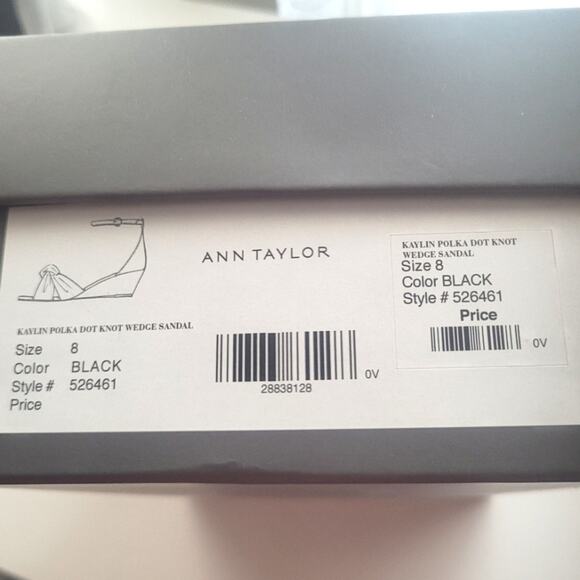 Ann Taylor Kaylin Polka Dot Knot Wedge Sandals Size 8 Black & White - Picture 12 of 12